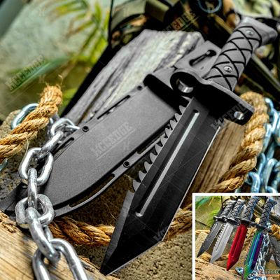 KCCEDGE BEST CUTLERY SOURCE Tactical Knife Hunting Knife Survival Knife Fixed Blade Knife Razor Sharp Edge Camping Accessories Camping Gear Survival Kit Survival Gear Tactical Gear 77077 (Black)