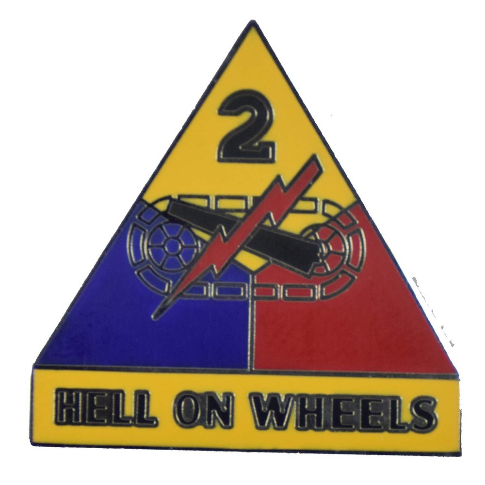 2ND ARMORED DIVISION HELL ON WHEELS PIN OR HAT PIN - Size 1" - VETERAN OWNED BUSINESS