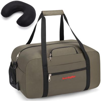 17x10x9 United Airline Personal Item Under Seat Duffel Bag With Free Pillow And USB Port (H Green)