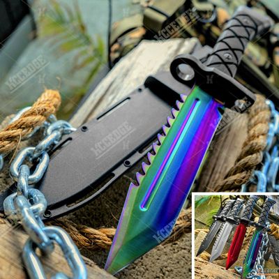 KCCEDGE BEST CUTLERY SOURCE Tactical Knife Hunting Knife Survival Knife Fixed Blade Knife Razor Sharp Edge Camping Accessories Camping Gear Survival Kit Survival Gear Tactical Gear 77077 (Rainbow)