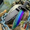KCCEDGE BEST CUTLERY SOURCE Tactical Knife Hunting Knife Survival Knife Fixed Blade Knife Razor Sharp Edge Camping Accessories Camping Gear Survival Kit Survival Gear Tactical Gear 77077 (Rainbow) view 1