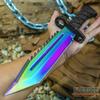 KCCEDGE BEST CUTLERY SOURCE Tactical Knife Hunting Knife Survival Knife Fixed Blade Knife Razor Sharp Edge Camping Accessories Camping Gear Survival Kit Survival Gear Tactical Gear 77077 (Rainbow) view 2