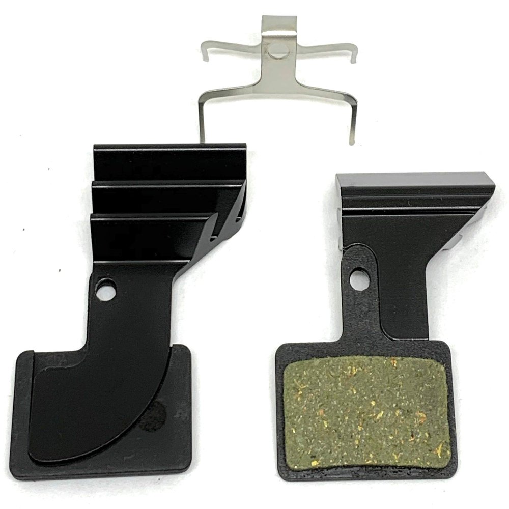 Bike Brake Pads Resin Will fit Shimano BR M355, M395, M4050, M445, M446, M447, M486, T615, T675 with Cooling Fins. The Bicycle Replacement Part for high Braking Power and Quiet Stops.