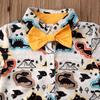 Andannby Toddler Baby Boys Flamingo Rompers Bow-Tie Button-Down Bodysuit Casual Clothes (White Dinosaur, 3-6 M) view 3
