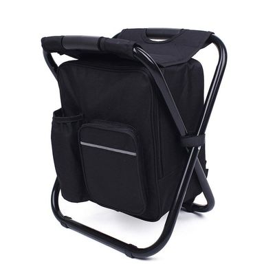 UNISTRENGH Folding 3 in 1 Camping Chair Stool Backpack with Cooler Insulated Picnic Bag, Hiking Camouflage Seat Table Bag Camping Gear for Outdoor Indoor Fishing Travel Beach BBQ (Black)