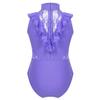 FEESHOW Girls' Basic Gymnastic Camisole Ballet Dance Leotard Bodysuit Sports Tank Top Shirts Ruffled Lace Lavender 3-4 view 2