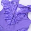 FEESHOW Girls' Basic Gymnastic Camisole Ballet Dance Leotard Bodysuit Sports Tank Top Shirts Ruffled Lace Lavender 3-4 view 4