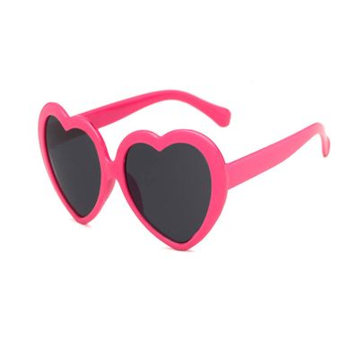 FOURCHEN Retro Vintage Narrow Cat Eye Sunglasses for kids Clout Goggles Plastic Frame (Heart-Rose pink)