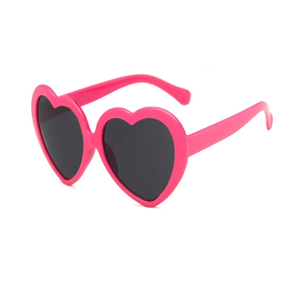 FOURCHEN Retro Vintage Narrow Cat Eye Sunglasses for kids Clout Goggles Plastic Frame (Heart-Rose pink)