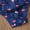 Andannby Toddler Baby Boys Flamingo Rompers Bow-Tie Button-Down Bodysuit Casual Clothes (Blue Flamingo, 12-18 M) view 4