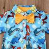 Andannby Toddler Baby Boys Flamingo Rompers Bow-Tie Button-Down Bodysuit Casual Clothes (Light Blue Dinosaur, 3-6 M) view 3