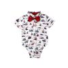 Andannby Toddler Baby Boys Flamingo Rompers Bow-Tie Button-Down Bodysuit Casual Clothes (White Sailboat, 18-24 M) view 1