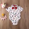 Andannby Toddler Baby Boys Flamingo Rompers Bow-Tie Button-Down Bodysuit Casual Clothes (White Sailboat, 18-24 M) view 2
