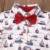 Andannby Toddler Baby Boys Flamingo Rompers Bow-Tie Button-Down Bodysuit Casual Clothes (White Sailboat, 18-24 M) view 3