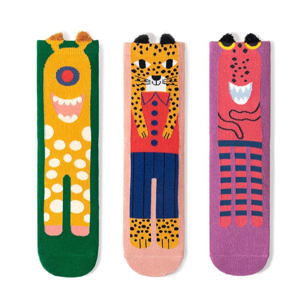Socks Mid stockings ladies cartoon cute stockings personality creative funny high stockings-35-39 ladies one size_Pink cat 3 pairs
