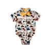 Andannby Toddler Baby Boys Flamingo Rompers Bow-Tie Button-Down Bodysuit Casual Clothes (White Dinosaur, 12-18 M) view 1