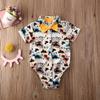 Andannby Toddler Baby Boys Flamingo Rompers Bow-Tie Button-Down Bodysuit Casual Clothes (White Dinosaur, 12-18 M) view 2