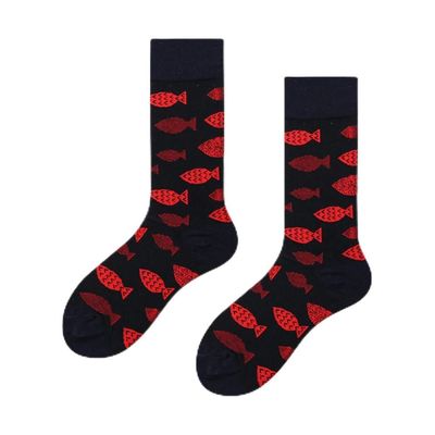 Cartoon trend angel devil socks female personality cotton socks creative female socks in tube-Black fish_Women's One Size 36-40