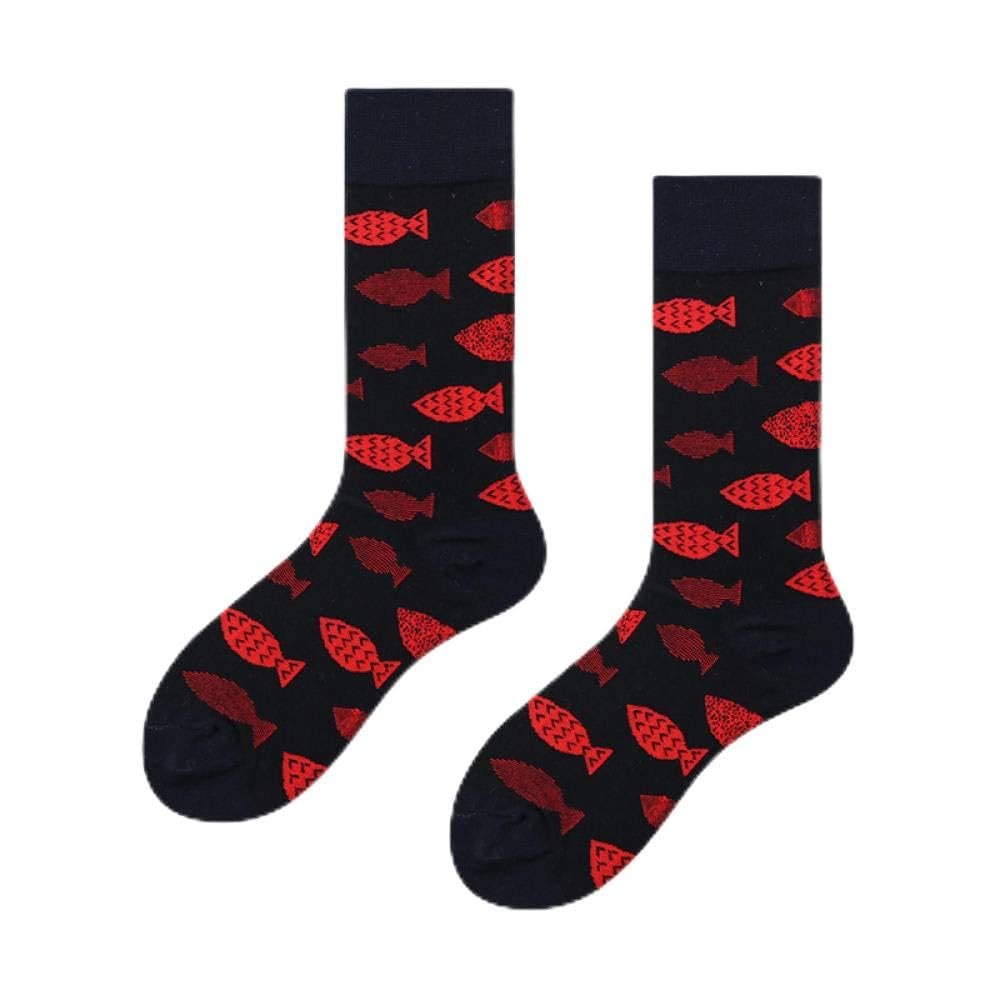 Cartoon trend angel devil socks female personality cotton socks creative female socks in tube-Black fish_Women's One Size 36-40
