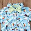 Andannby Toddler Baby Boys Flamingo Rompers Bow-Tie Button-Down Bodysuit Casual Clothes (Blue Kite, 6-12 M) view 3