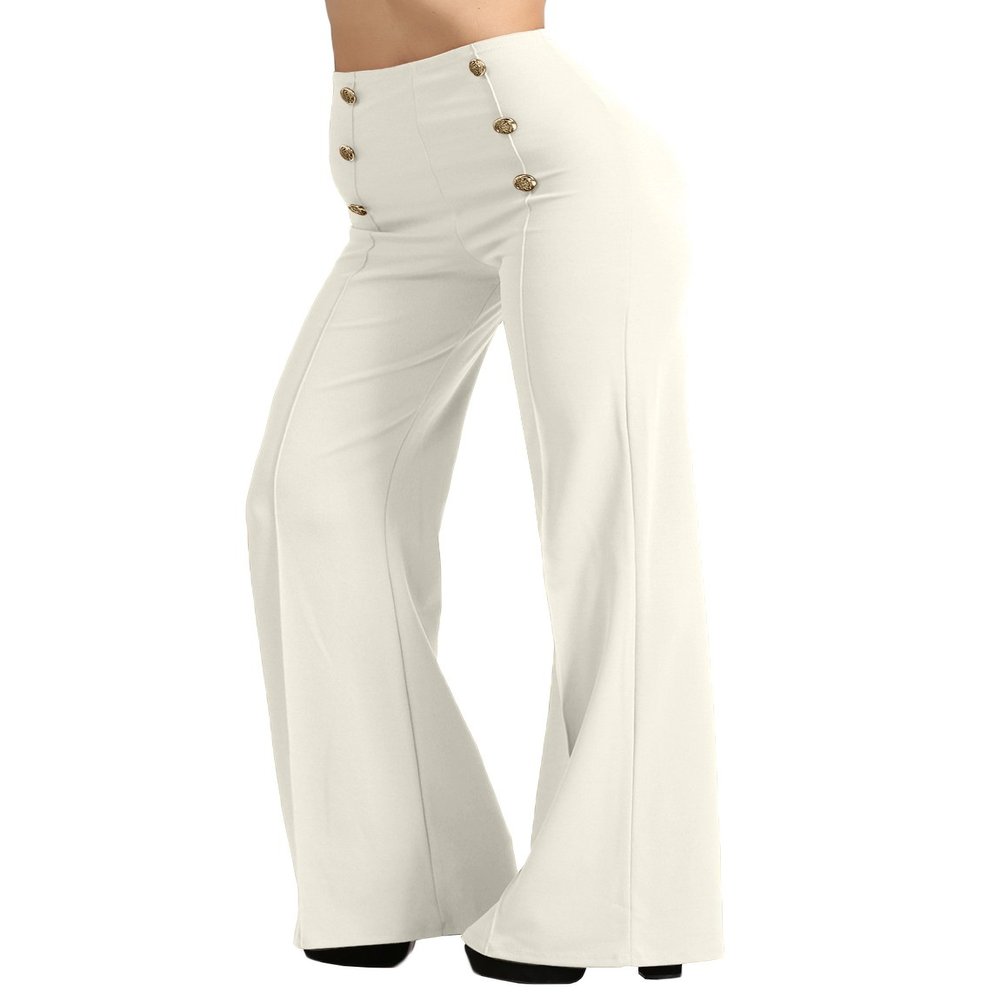 J. LOVNY Womens Sailor Bell Bottom High Waist Long Pants Made in USA S-3XL Red