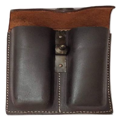 .45 Double Leather Magazine Pouch - Dark Brown