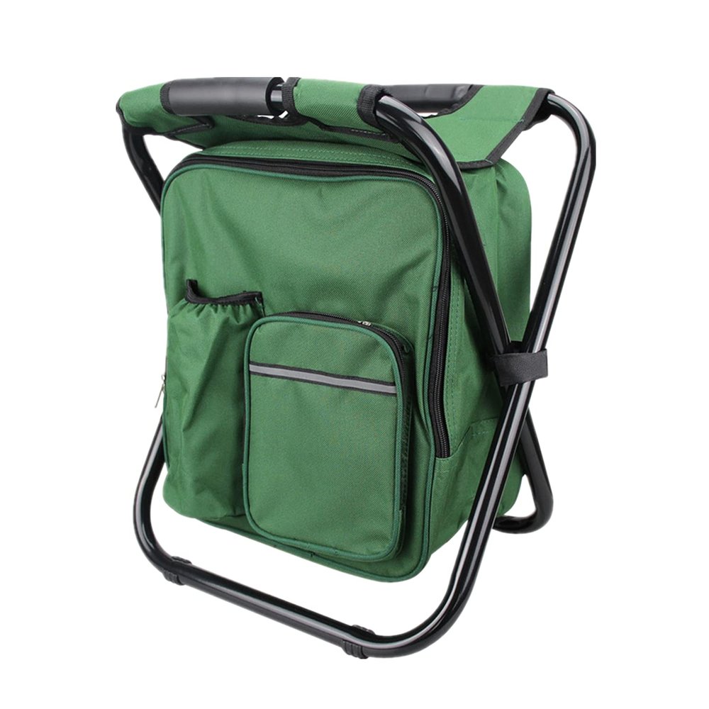 UNISTRENGH Folding 3 in 1 Camping Chair Stool Backpack with Cooler Insulated Picnic Bag, Hiking Camouflage Seat Table Bag Camping Gear for Outdoor Indoor Fishing Travel Beach BBQ (Green)