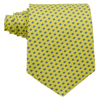 Geotae Zerun New Classic Florals JACQUARD WOVEN Silk Men's Tie Necktie (Yellow/Blue)