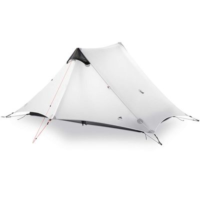 3F UL GEAR Lanshan 2 Person Tent Hiking Ultralight Camping Tent Professional 15D Silnylon Rodless Trekking Pole Tent Waterproof Backpacking Outdoor for Camping, Bivvy (2P Gray 3 Season)