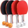 Abco Tech Ping-Pong Paddles and Balls Set - Professional, Recreational Table Tennis Paddles Set - Includes 4 Rackets with Flared Handles with 6 Balls - Black and Red Rubber for Optimal Spin Control view 1