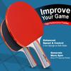 Abco Tech Ping-Pong Paddles and Balls Set - Professional, Recreational Table Tennis Paddles Set - Includes 4 Rackets with Flared Handles with 6 Balls - Black and Red Rubber for Optimal Spin Control view 4