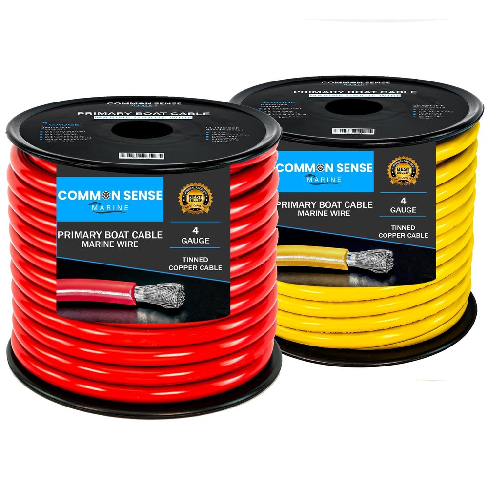 4 Gauge Primary Boat Cable - 16 ft Marine Grade Wire Tinned Oxygen-Free Copper - 4 AWG UL 1426 Standard PVC Wire for Boat, Automotive, Speakers, Camper & Trailers