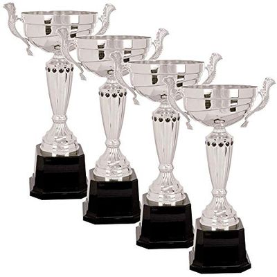On Top Awards - Gold with Black Base Metal Trophy Cup Award - 5 Sizes - Gold or Silver (Silver 15.50" - Pack of 4)