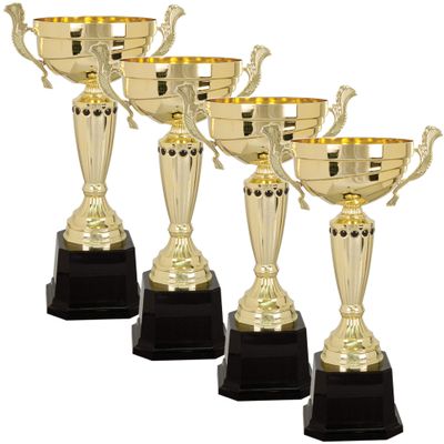 On Top Awards - Gold with Black Base Metal Trophy Cup Award - 5 Sizes - Gold or Silver (Gold 15.50" - Pack of 4)