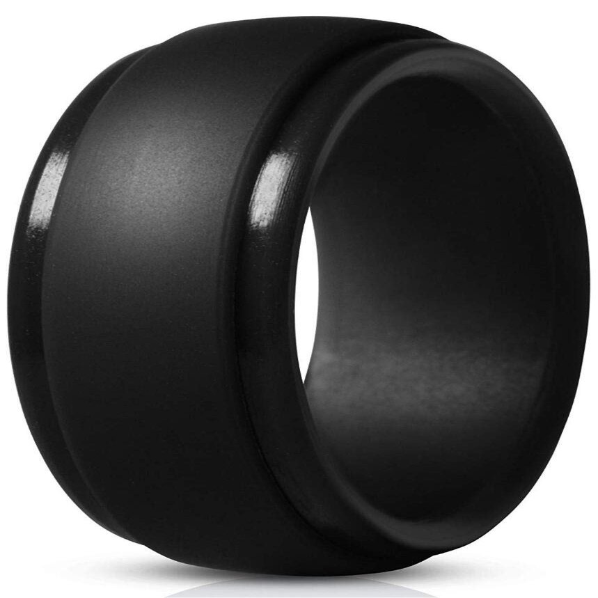 Lovefit Silicone Rings for Men-7 Rings / 4 Rings / 1 Ring Step Edge Rubber Wedding Bands 10mm Wide-2.5mm Thick (8.5-9 (18.9mm), Pack of 1)