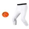 Basketball Compression Pants with Pads, White 3/4 Capri Pants Padded, Basketball Tights Leggings (L) view 1
