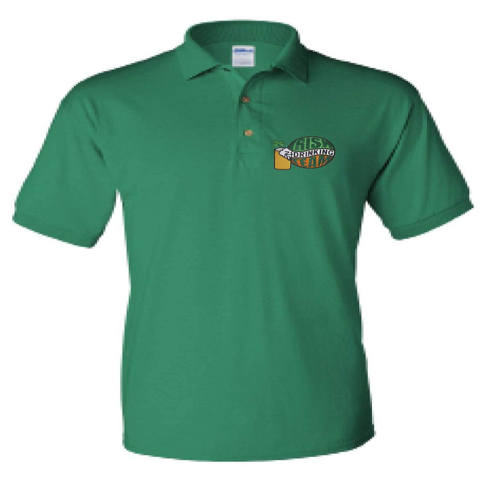 ALLNTRENDS Men's Polo T Shirt Irish Drinking Team Embroidered St Patrick's Day (XL, Kelly Green)