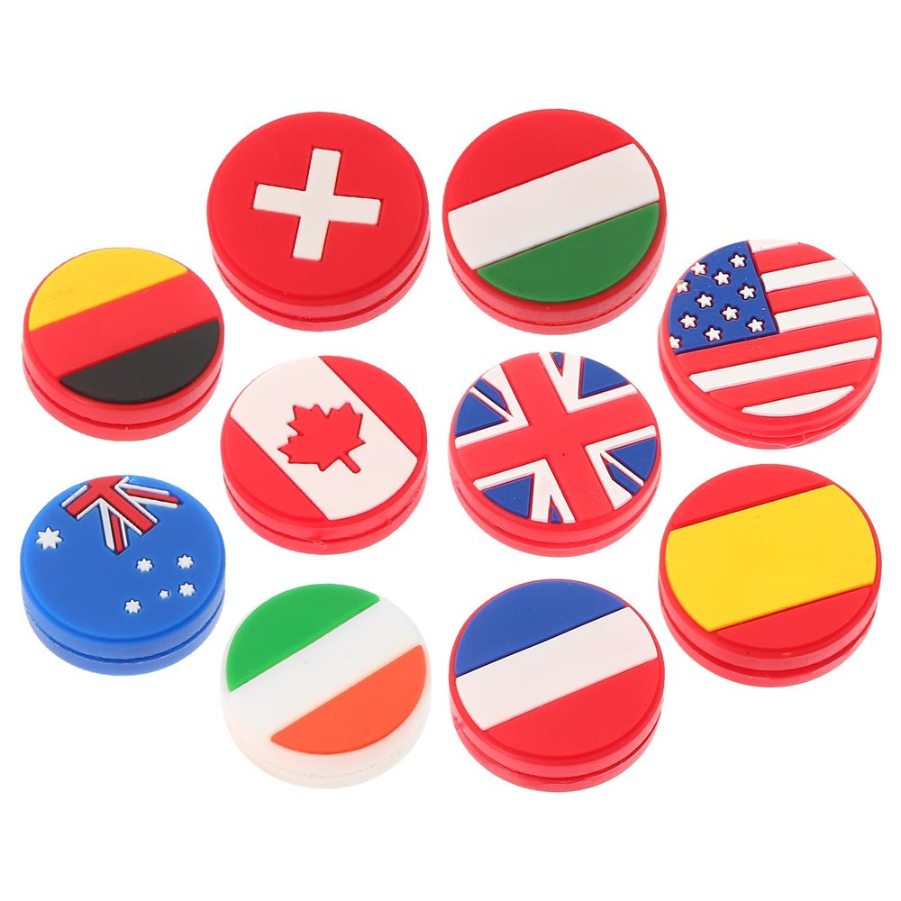 BESPORTBLE 10PCS Vibration Dampeners Silicone Tennis Dampener National Flag String Shock Absorber Accessory for Tennis Players Beginners