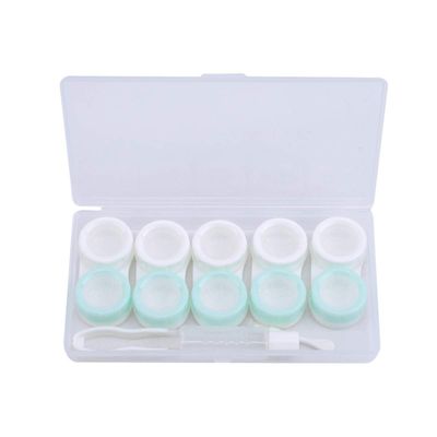 Winwinfly Transparent Storage Box Contact Lens Case Simple Large Capacity Pupil Caske,Green White