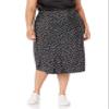 The Drop Women's Maya Silky Slip Skirt, Black/White Polka Dot Print, 2X, Plus Size view 3