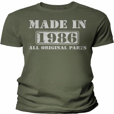 1986 Birthday Shirt for Men - Made in 1986 All Original Parts - 40th Birthday Gift - Military-4X