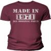1971 Birthday Shirt for Men - Made in 1971 All Original Parts - 55th Birthday Gift - Maroon-4X view 1