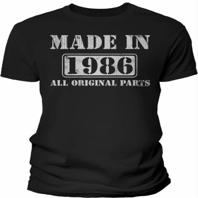 1986 Birthday Shirt for Men - Made in 1986 All Original Parts - 40th Birthday Gift - Black-4X