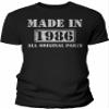 1986 Birthday Shirt for Men - Made in 1986 All Original Parts - 40th Birthday Gift - Black-4X view 1