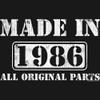1986 Birthday Shirt for Men - Made in 1986 All Original Parts - 40th Birthday Gift - Black-4X view 4