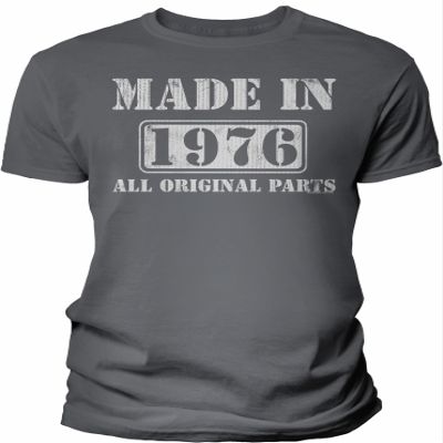 1976 Birthday Shirt for Men - Made in 1976 All Original Parts - 50th Birthday Gift - Charcoal-4X