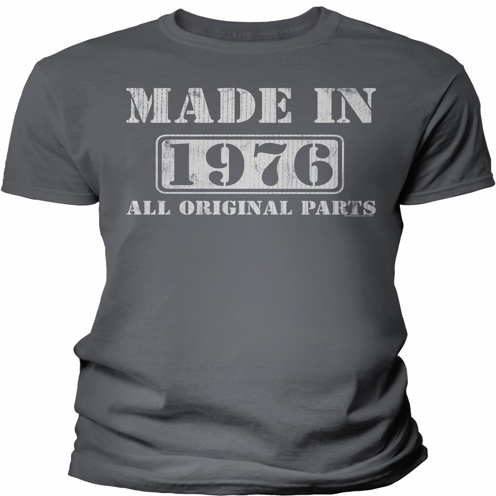 1976 Birthday Shirt for Men - Made in 1976 All Original Parts - 50th Birthday Gift - Charcoal-4X