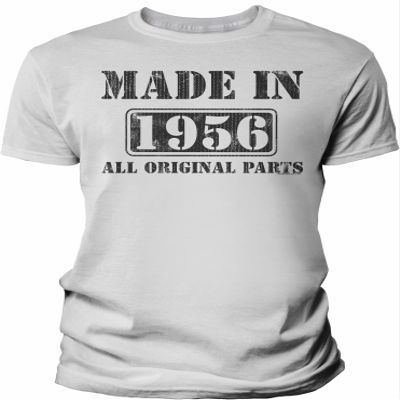 1956 Birthday Shirt for Men - Made in 1956 All Original Parts - 70th Birthday Gift - White-4X