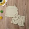 Newborn Baby Girl Shorts Set Outfit Set Straps Tees Tanks Tops Short Pants Organic Summer Clothes (Light Grey, 3-9 Months) view 2