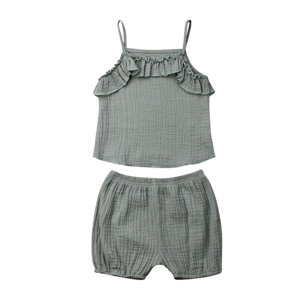 Newborn Baby Girl Shorts Set Outfit Set Straps Tees Tanks Tops Short Pants Organic Summer Clothes (Light Green, 3-9 Months)